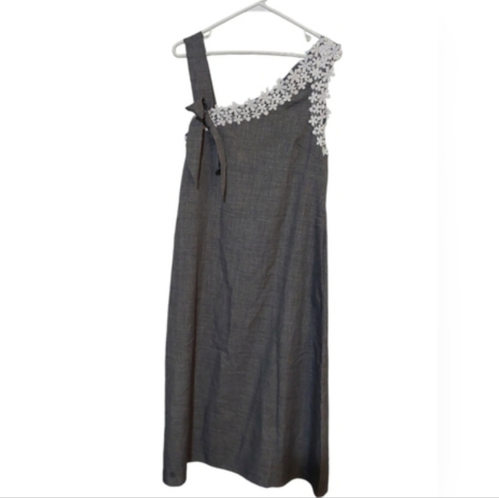Chicme Womans Dress Grey White Pockets size Medium Romantic Assymetrical